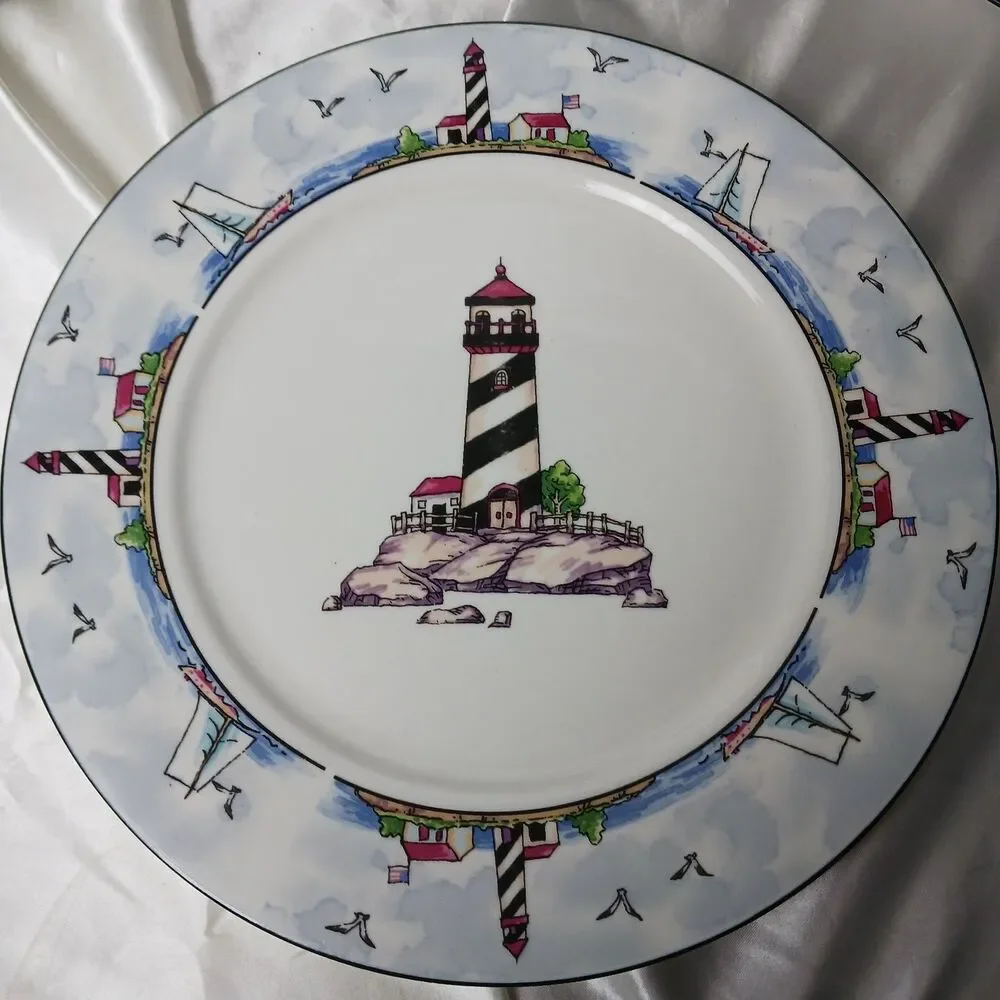 TOTALLY TODAY COASTAL LIGHTHOUSE DINNER SET FOR 4 (16 PIECES)